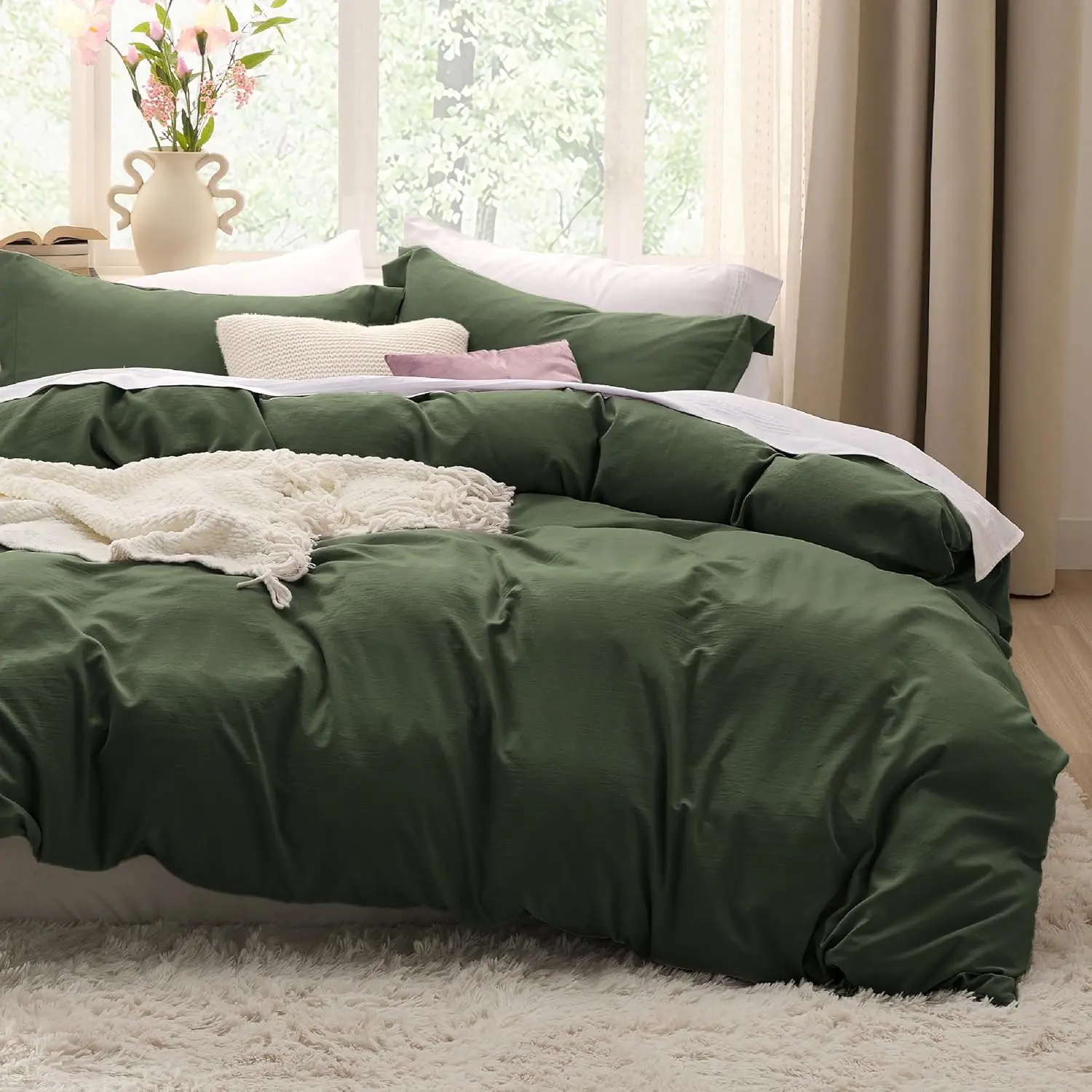 【backtoschool】Bedsure  Lightweight Soft Duvet Cover - 3 Pieces Prewashed Cotton-Like Polyester Extra Soft Bedding Set, Includes 1 Duvet Cover  with Zipper Closure & 2 Pillow Shams, No Comforter, Bed Set