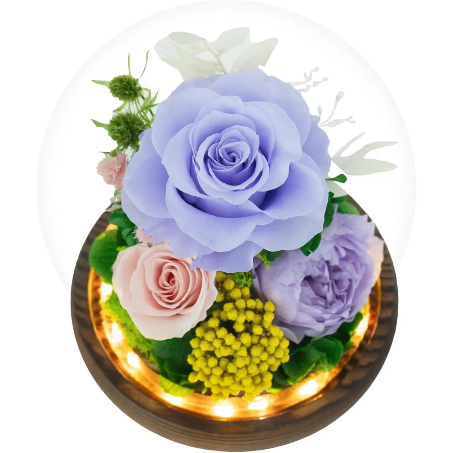 GLAMOUR BOUTIQUE Decorative Glass Dome Bouquet with Forever Light Purple Box, Stylish Home Decor, Bouquet, Decorative, Table Decor, Romantic Bedroom Accessories