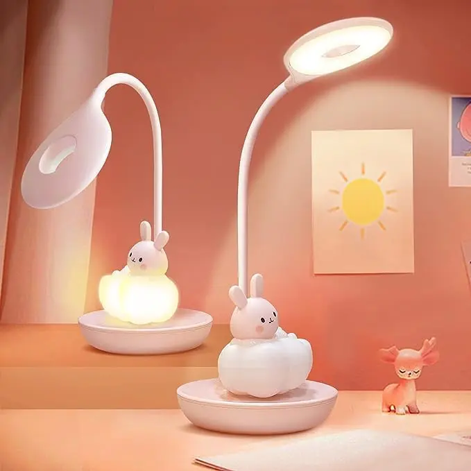 2in1 Dimmable LED Reading Desk Lamp - Adjustable Swing Angle, 5 Brightness Touch Control, Night Light - Bases & Shades, Adjustable Lamps for Bedroom, Accent Lighting for Children's Room Decor, Adjustable Lamps, Bases & Shades