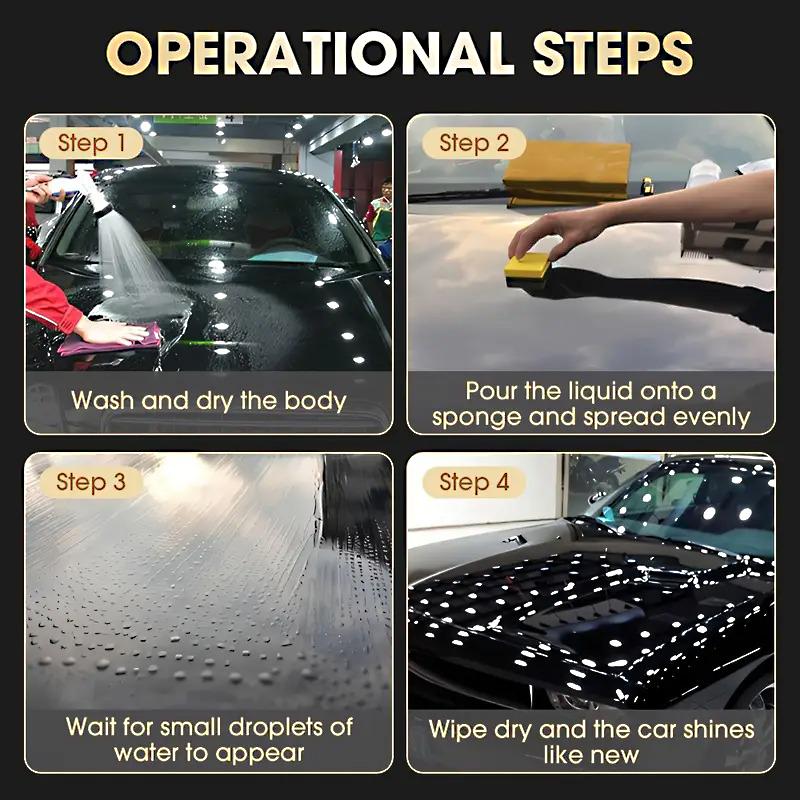 SOPAMI Super Hydrophobic Nano Ceramic Coating Kit, Car Liquid Ceramic Coating Kit, Hydrophobic Glass Coating Polish, Car Care, Anti-aging, Polishing, High Gloss, Long Time Maintenance, With Sponge And Rag