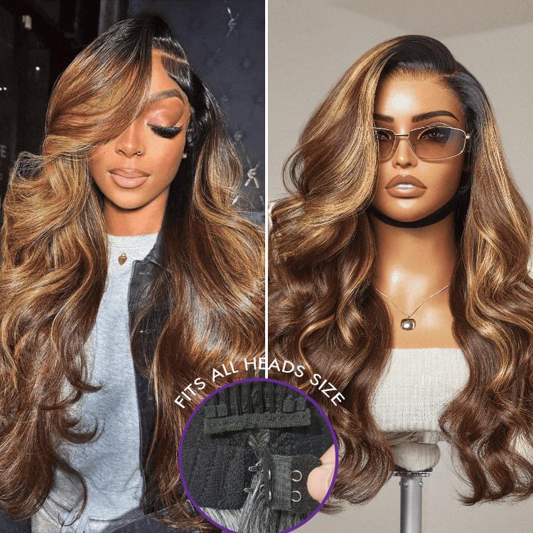 Luvme Hair Glueless Wig Loose Body Wave Blonde Highlight 7x6 Closure HD Lace Wig Ready To Go