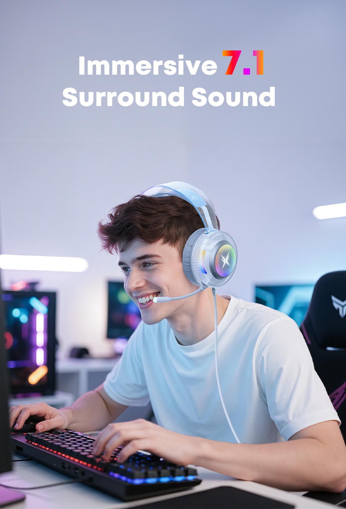 [New Year Picks] TAGRY TRONICX Upgraded G3/G5 Wired PC Gaming Headset with 50mm Driver, ENC Microphone, USB-A Headset with 7.1 Surround Sound, Control Box for PC/PS5 Console/Switch Dock Mode  (Not Compatible with Xbox)