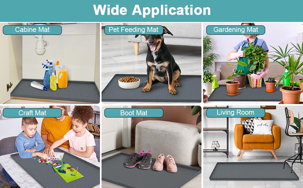 MECHEER Silicone Under Sink Mat Waterproof 34" x 22" for Kitchen Bathroom Cabinets Tray,Shelf Coasters Organization Liner Tableware, Home Improvement