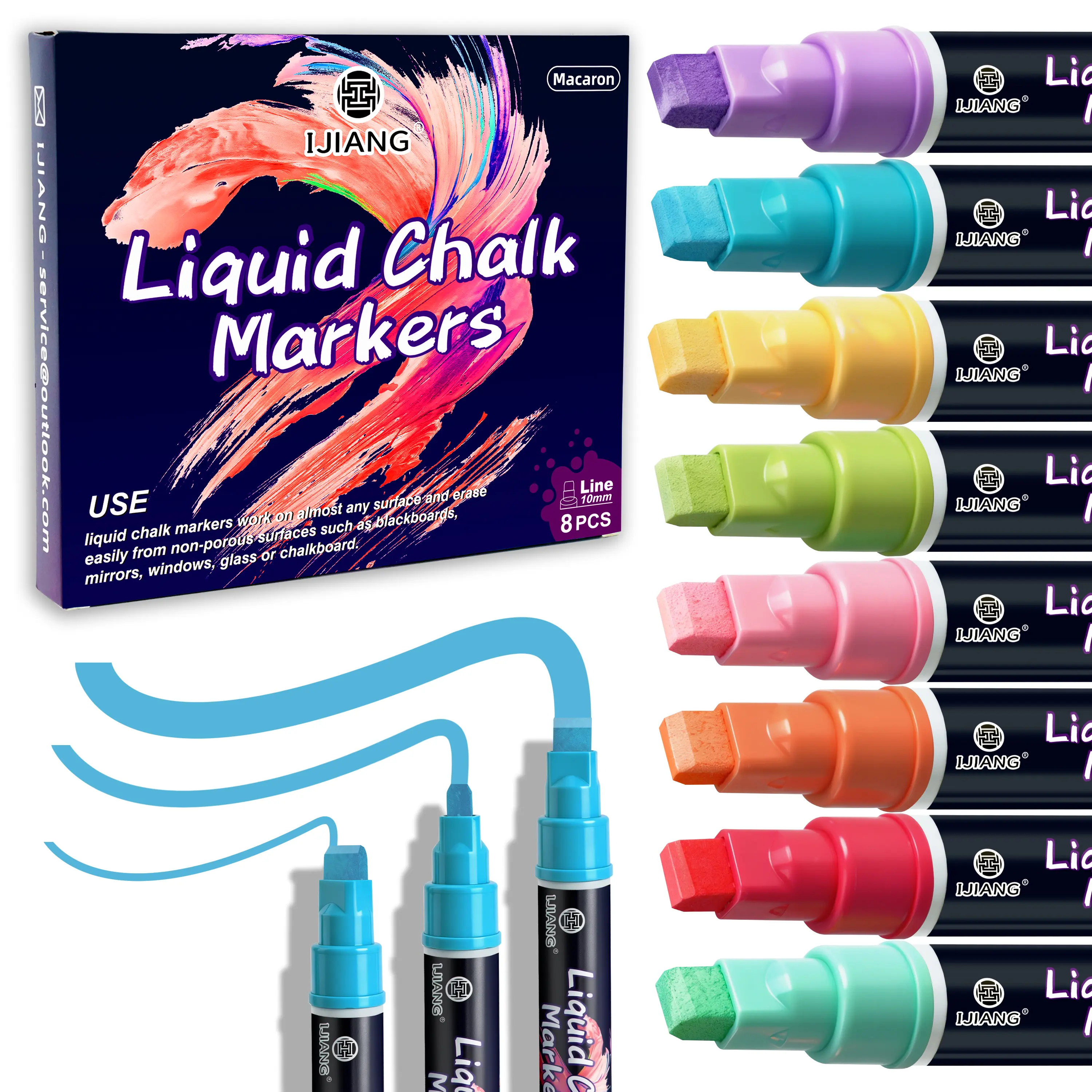 Window Chalk Markers for Glass Washable, Jumbo Liquid Chalk Marker, with 6mm and 10mm 3 in 1 Nib Thick Wide Tips, Neon/Macar/Metallic Colors for Big Blackboards Markers, Car Paint Pen,  Auto, Bistro,  Mirror Poster, Chalkboard