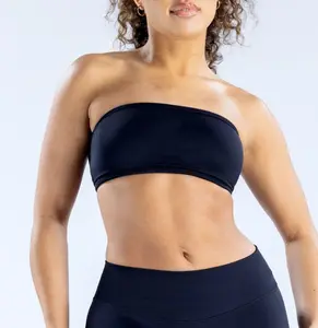 Impact Backless Bandeau Bra with Logo- Seamless Minimal Support for Movement & Style - Ultra-Stretch Fabric for Pilates Yoga & Active Layering - Effortless Style & Ultimate Support