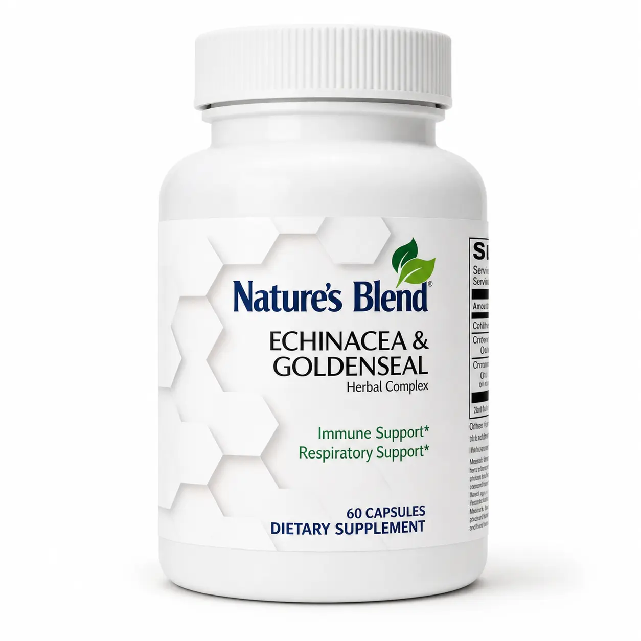 Nature's Blend Echinacea & Goldenseal Capsules, 4:1 Herbal Complex, Daily Immune & Respiratory Wellness Support, 60 Capsules, 60-Day Supply, Gluten-Free, Made in USA