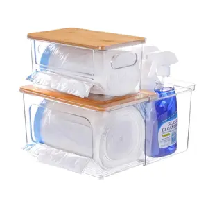 Trash Bag Dispenser Holder - 3 in 1 Acrylic Plastic Garbage Bag Pantry Organizer, Clear Large Laundry Pods Container with Lid, Stackable Under Sink Kitchen Laundry Room Organization and Storag