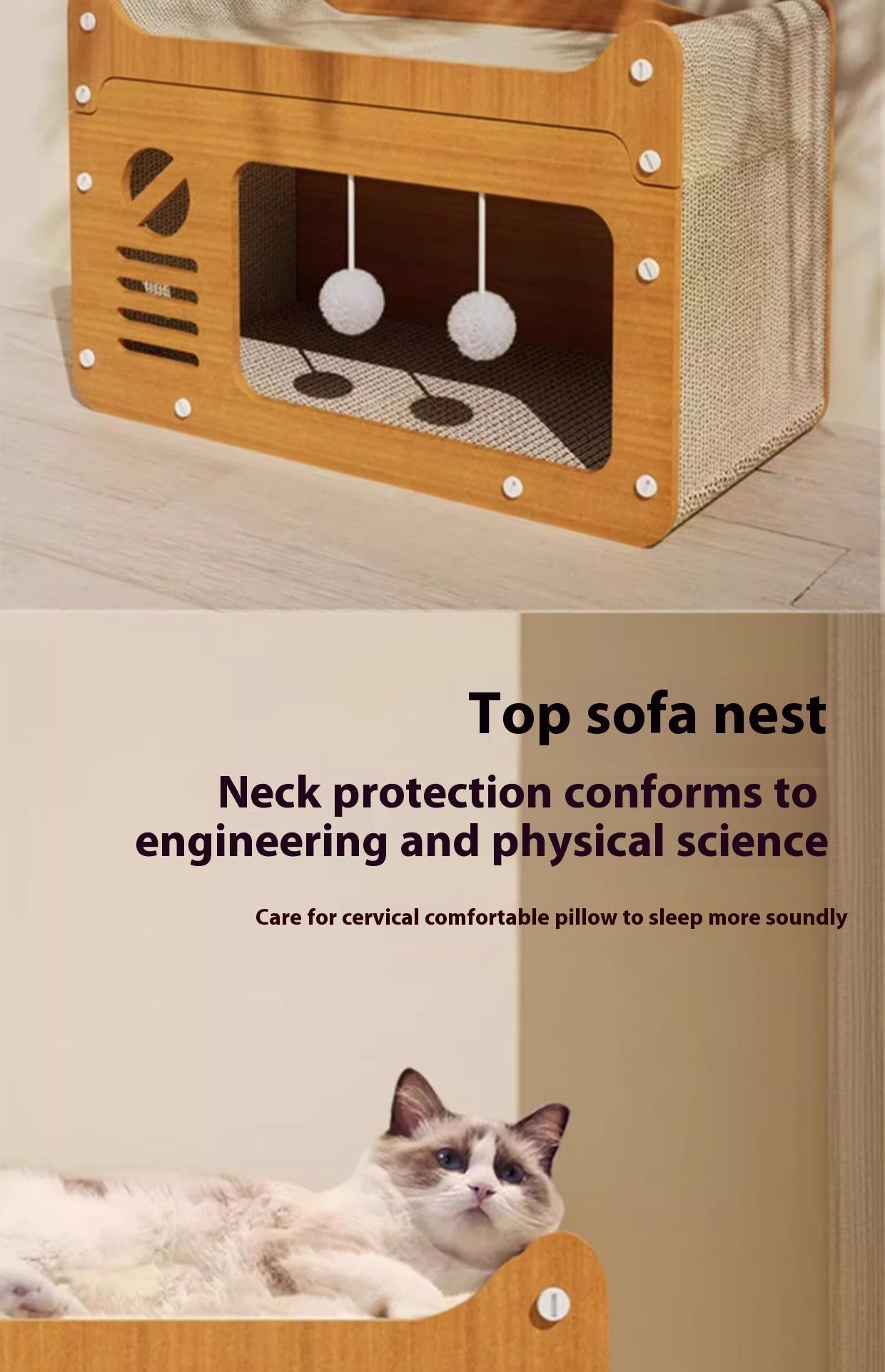 Multi-Functional Vertical Cat Scratching Post & Cozy Cat House Durable Non-Shedding Ideal for Play and Scratch with Cozy Rest Area