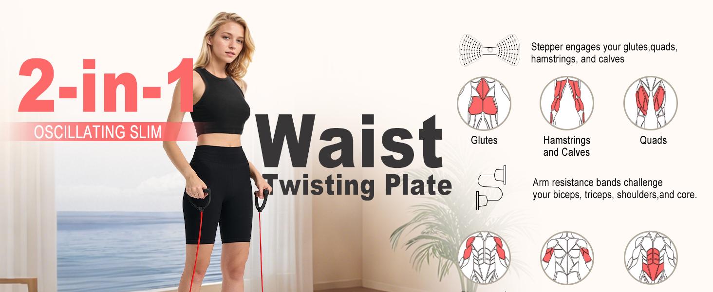 X-COOL Waist Twist Machine for Core Workout - 300 lbs Capacity, Portable Ab & Cardio Training Equipment for Home Gym and Aerobic Exercise