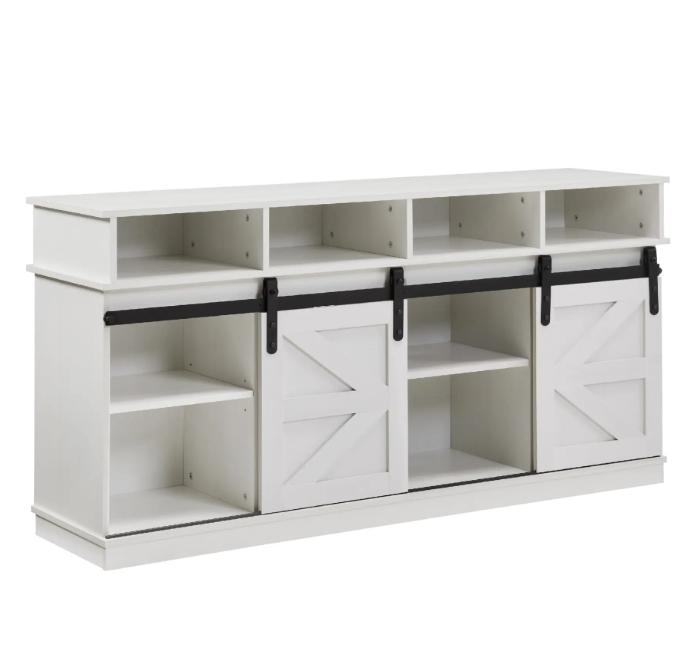 2026 Double Sliding Barn Door TV Console, Multi-Compartment Storage, TV Cabinet for Small Spaces