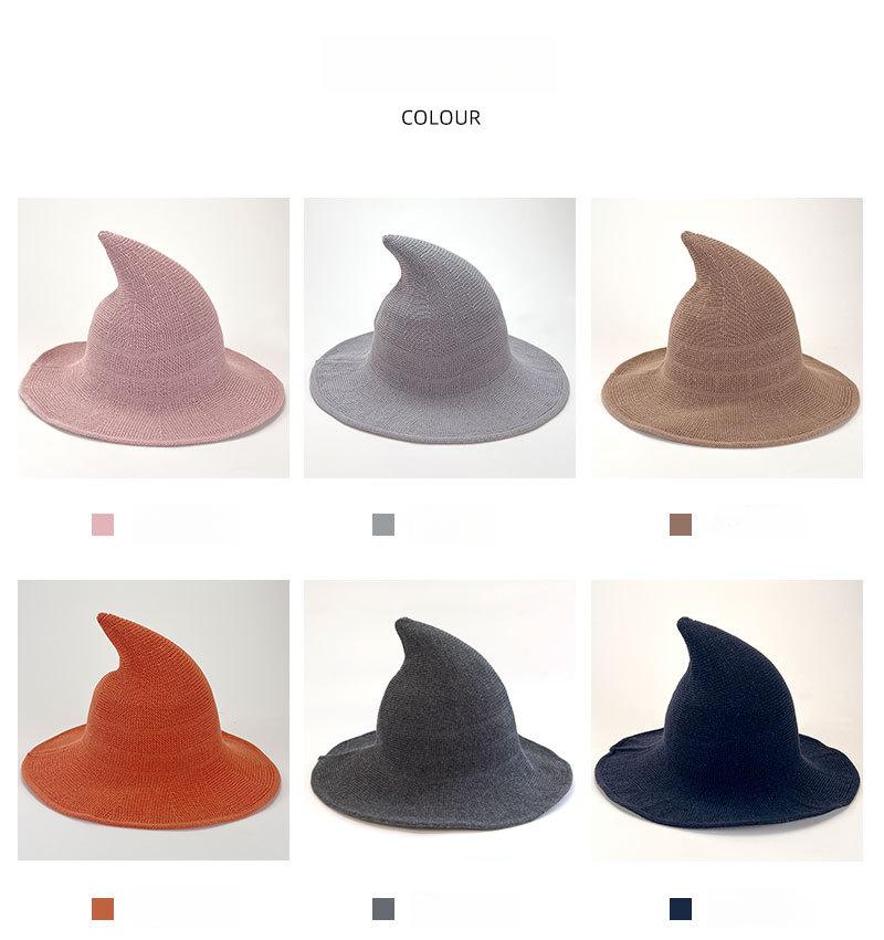 Halloween Hat Regular Wizard Hat Foldable Knitted Hat Pointed Witch Hat