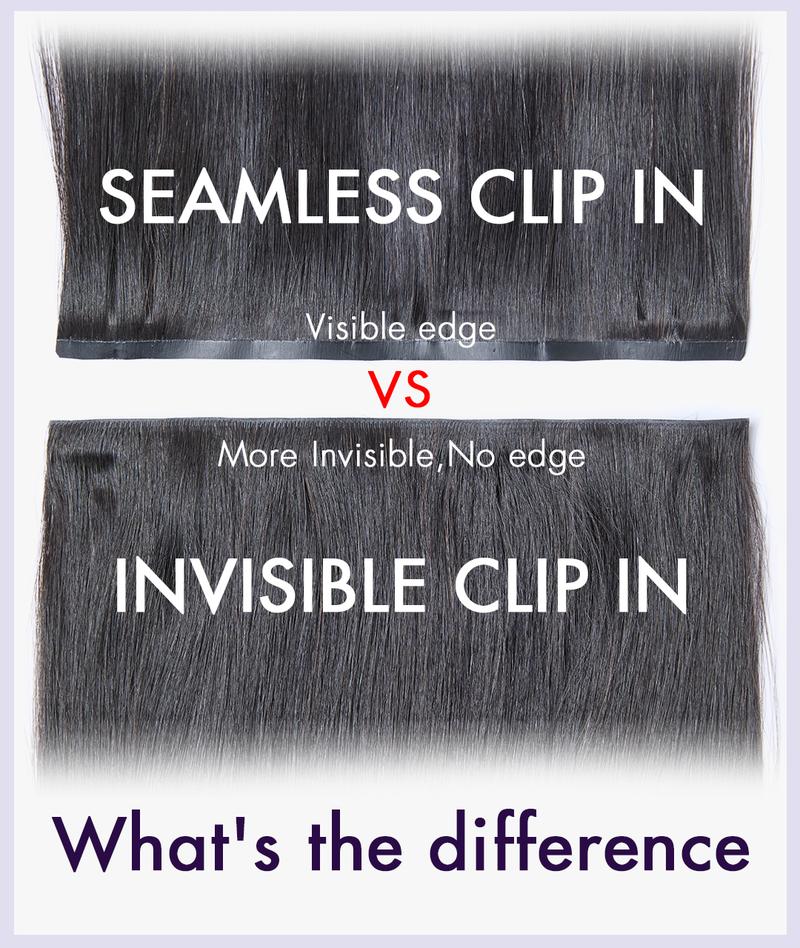 LUVME 100% Virgin Human Hair Extensions Seamless & Invisible Edge Straight, Body Wave, Kinky Curly, Yaki Straight, Messy Burmese Curl Clip-In