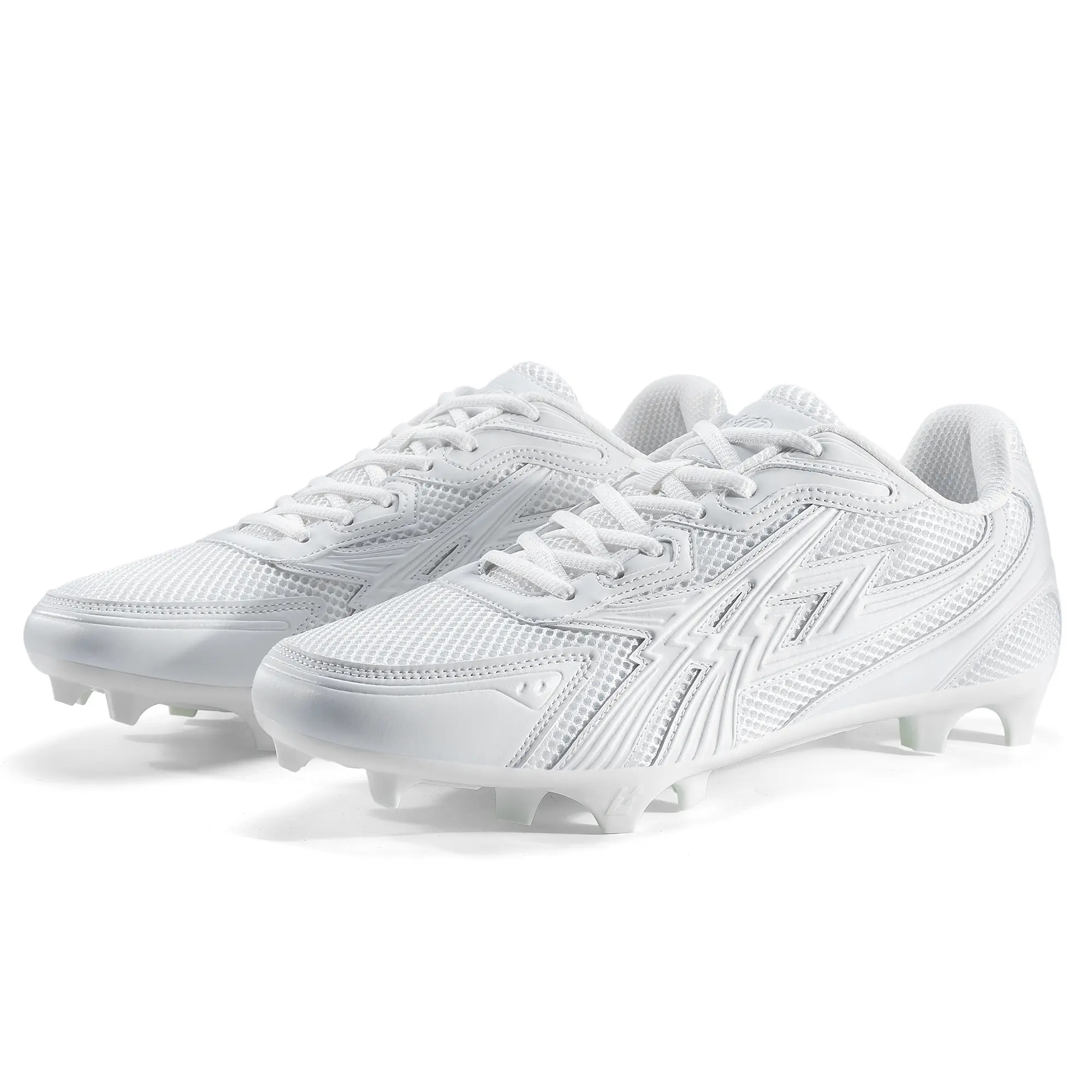 ENZO RUNNERZ Men's White Low-Top Lace-Up Soccer Football Cleats, Anti-Slip Athletic Shoes for Turf & Grass Training, Fitness for Everyone