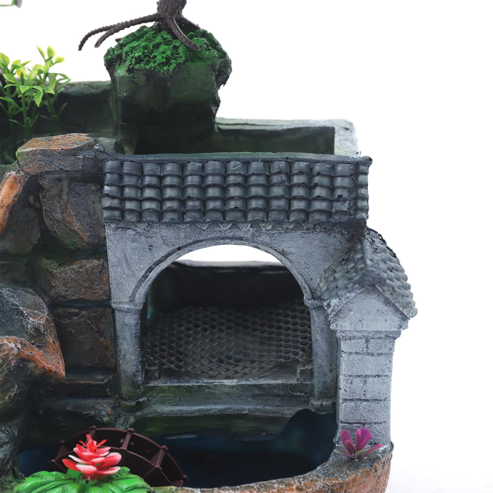 CNCEST Desktop Mini Waterfall Fountain Meditation Ornament Stress Relief W/ Light LED Decoration Landscape Relaxation Indoor Waterfall for home