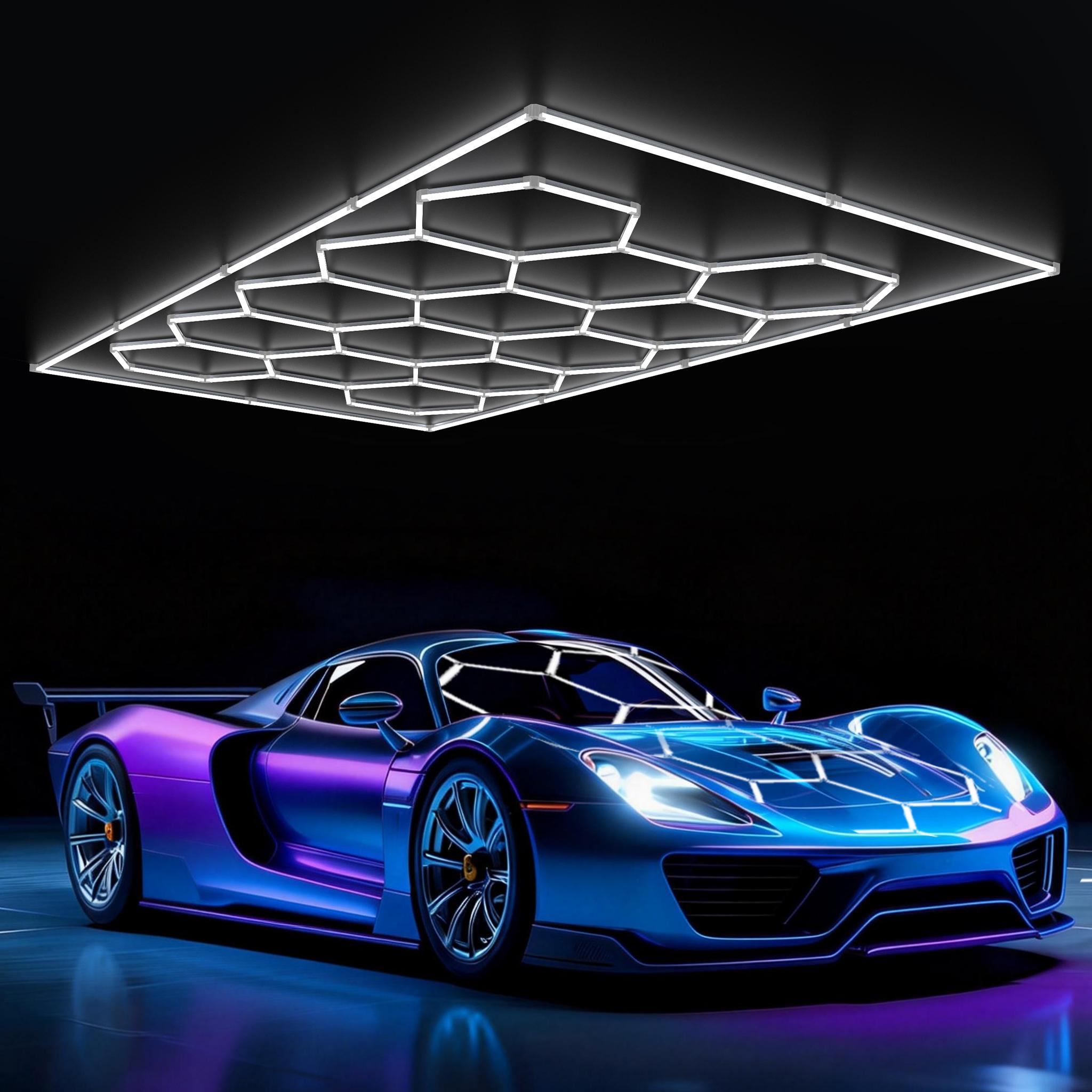 IPACKORIN Hexagonal Ceiling Light, Honeycomb Ceiling Light,Ultra Bright Honeycomb Lights, Hexagonal Garage Lights for Shops Supermarkets Shopping Malls Car Shows Basements Gymnasiums,  stockup mothersday