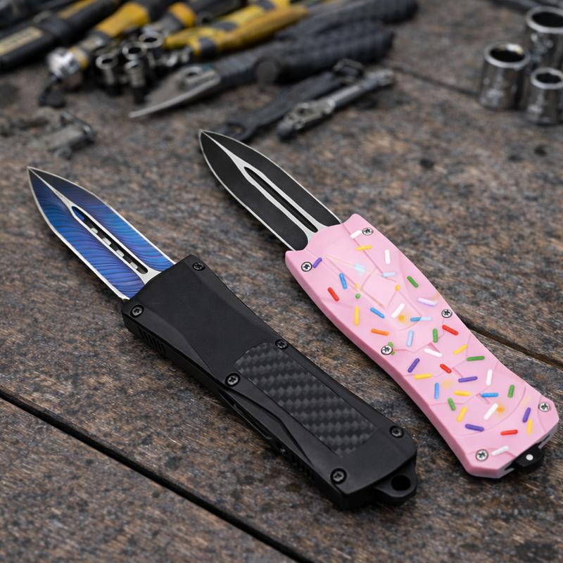 8.2-Inch Portable Utility Knife - High Performance D2 Steel & G10 Handle, Blue Feather Texture Design, Lightweight Tool for Camping & Home Projects, Perfect Holiday Gift