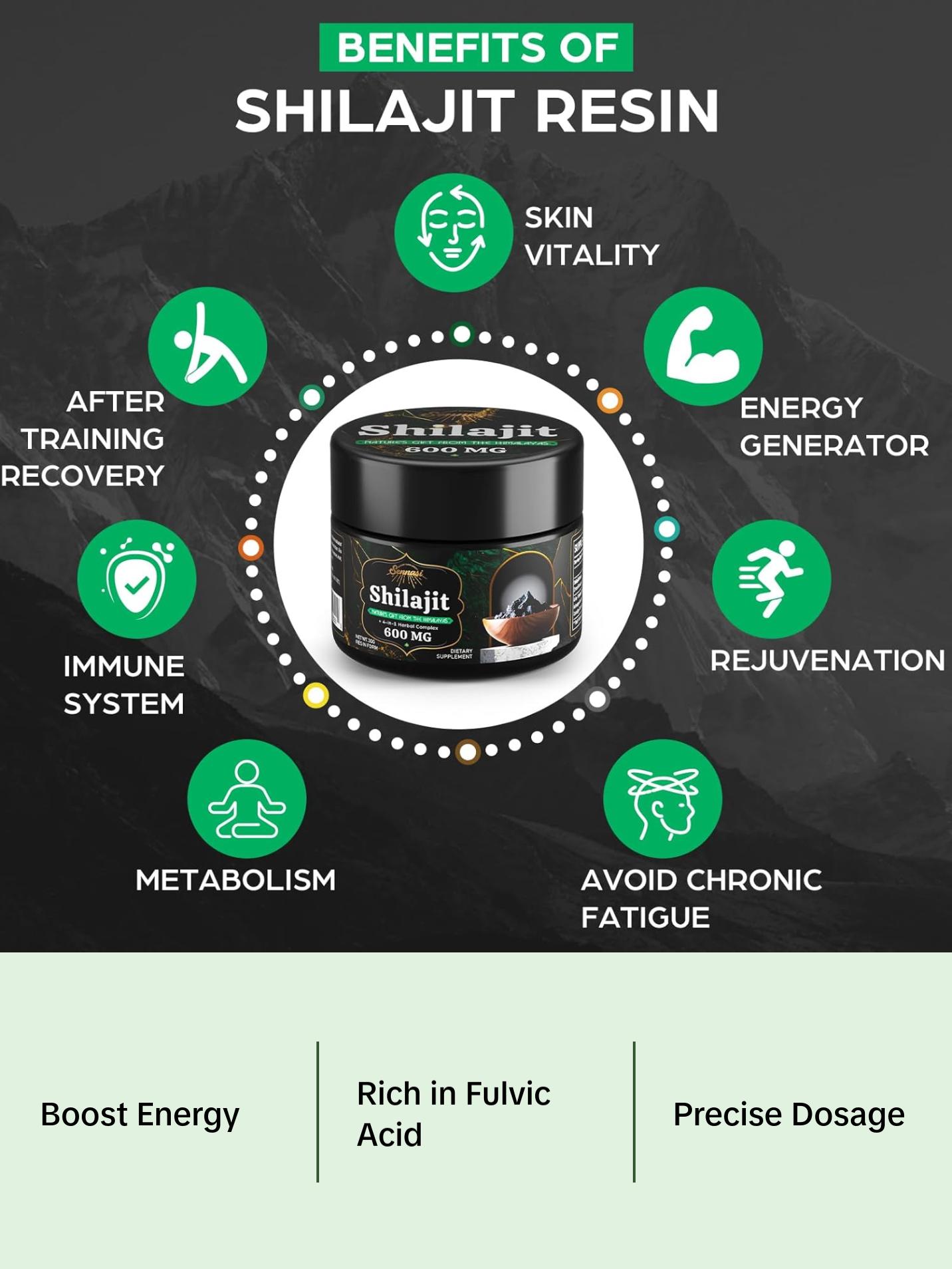 Shilajit Pure Himalayan Organic Shilajit Resin 600 MG (2 Pack)