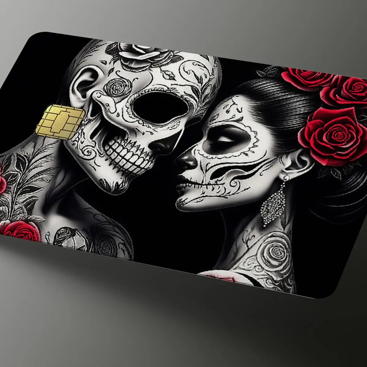 CutRiteFX Day of the Dead Romance Credit Card Skin - Vinyl Decal Sticker, Custom Card Design, Water-Resistant, UV-Resistant, Easy Application, USA-Made DIY Scrapbooking & Stamping Accessory