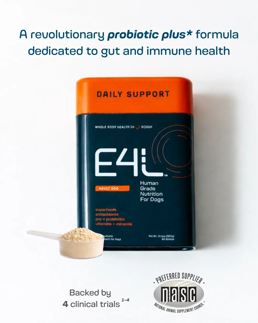 E4L Adult Daily Multivitamin + Probiotic for Dogs | Gut, Immune & Daily Wellness Support | Human Grade