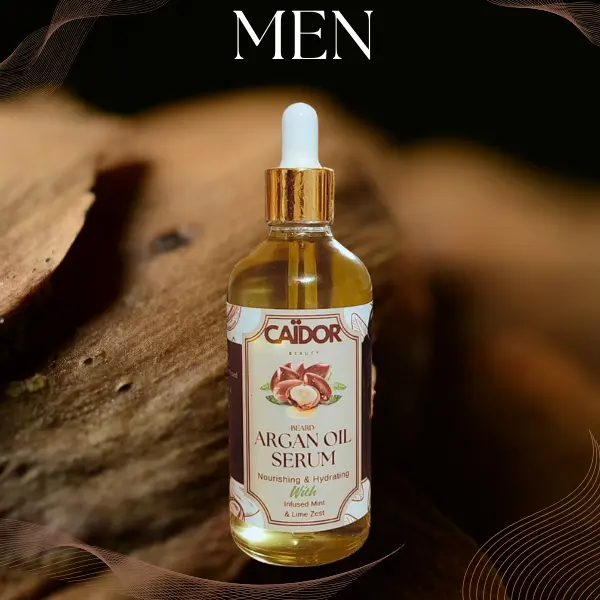 JUMBO-Size Men Beard Argan Oil Serum - with Argan, Castor Oil, Peppermint, Lime Zest & Vitamin E - Nourishing & Moisturizing for Soft & Shiny Beards - 3.4 fl oz