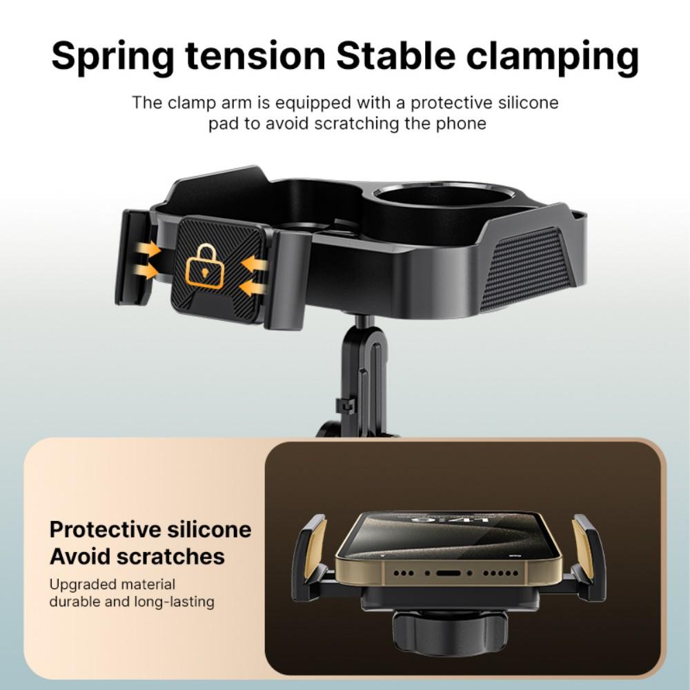 4 in 1 Car Cup Holder Expander Tray with Phone Holder, 360° Rotating Large Car Food Tray, Car Console Organizer for Drink Snack Phone, Universal for Car SUV Truck Van Pickup