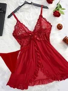 Women's Sexy Lingerie Set, Mesh Fabric Sexy Camisole Nightgown, Suitable For Home, Hotel, Valentine's Day And Other Occasions, Sexy Nightgown, Sexy Underwear