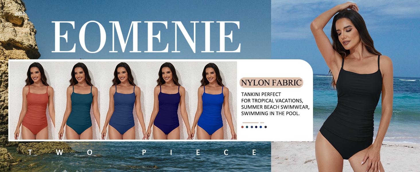 Eomenie Women's Swimsuit Tankini Tummy Control Bathing Suits Two Piece Full Coverage Slim Swim Suits with High Waisted Bottom #Spring Glow Up