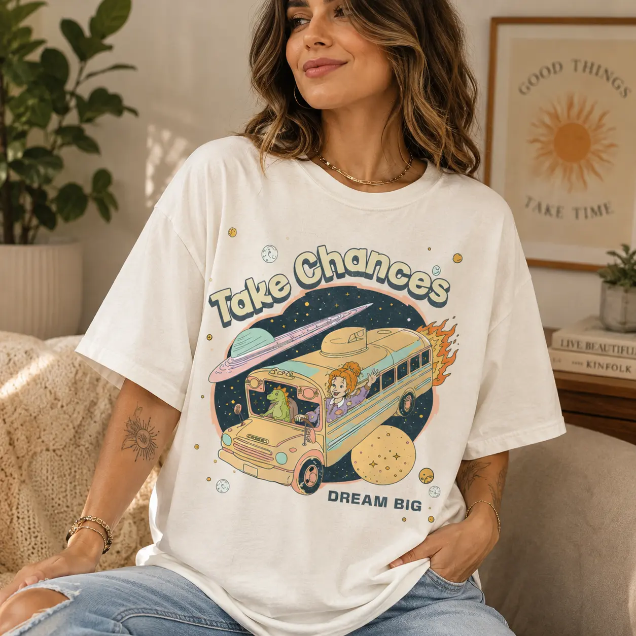 Magic School Bus Miss Frizzle Vintage Teacher Tee – Take Chances, Dream Big Retro Y2K Graphic T‑Shirt