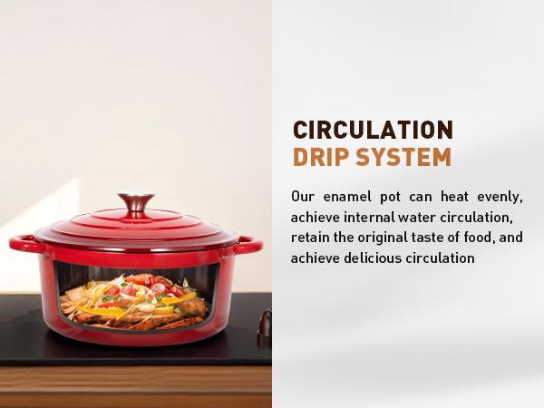 [Summer Vibes] Kitchen Academy Enamel Cast Iron 7 Piece Cookware Set, Dutch Oven Pot with Lid, Red Non Stick Pots and Pans set, Oven Safe up to 500°F Cooking Modern