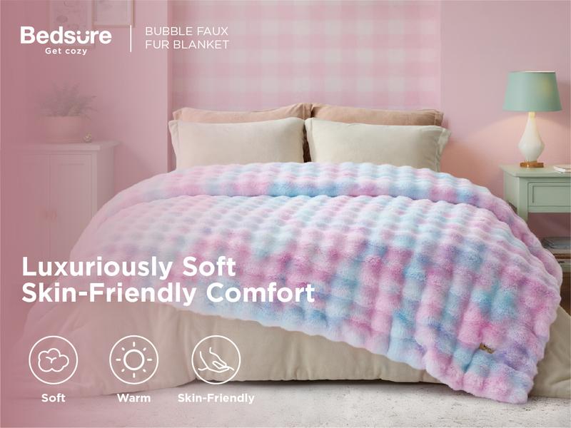 【Valentine's Day gift】Bedsure Weighted Faux Rabbit Fur , Soft Fluffy Fuzzy  Cozy Plush Sherpa Fleece  Blanket, Thick Warm Christmas Blanket Gifts for Women,The  Blanket  For Stress & Anxiety,Soft  Warm ComforterComforter