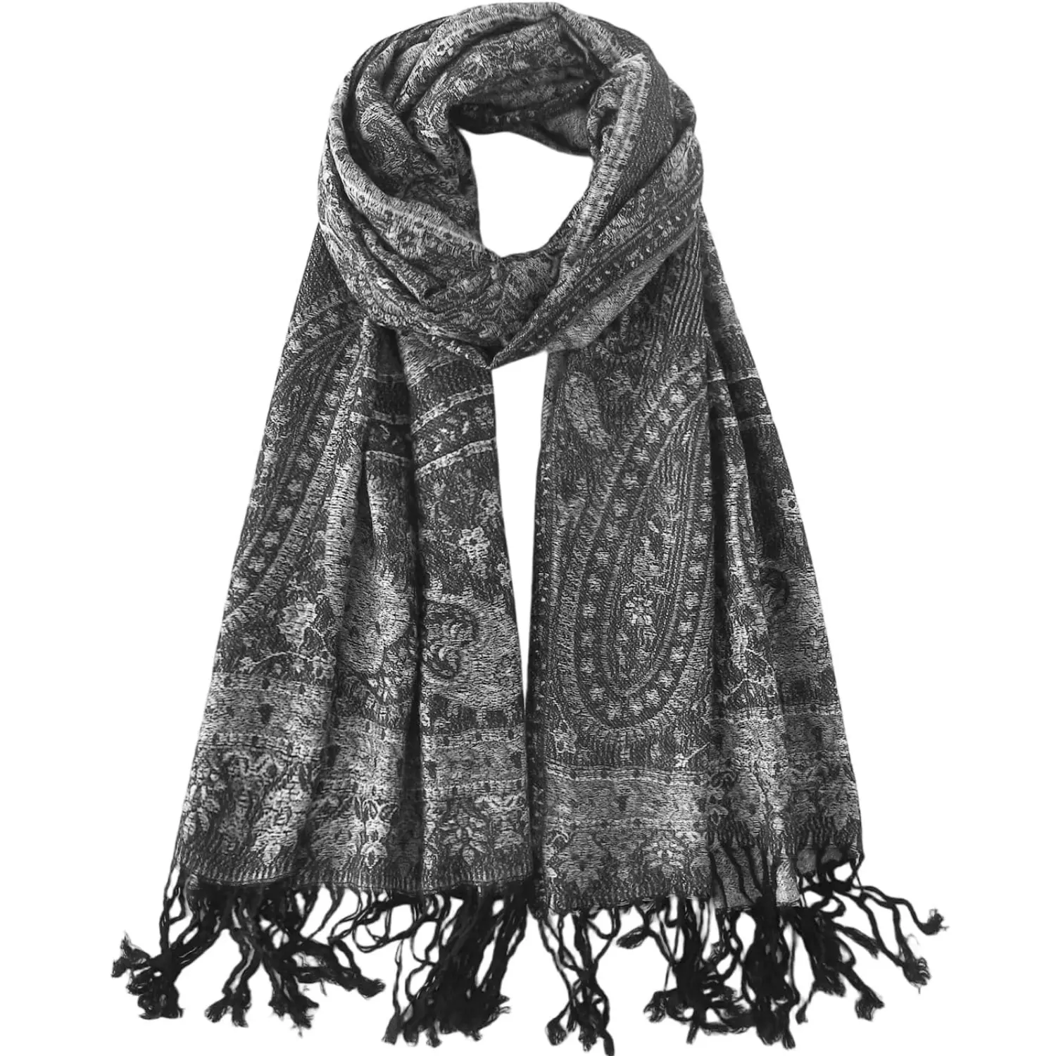 Classic Jacquard Paisley Viscose Blend Scarf - Lightweight, Breathable Pashmina Shawl Wrap for Men and Women, Casual Events