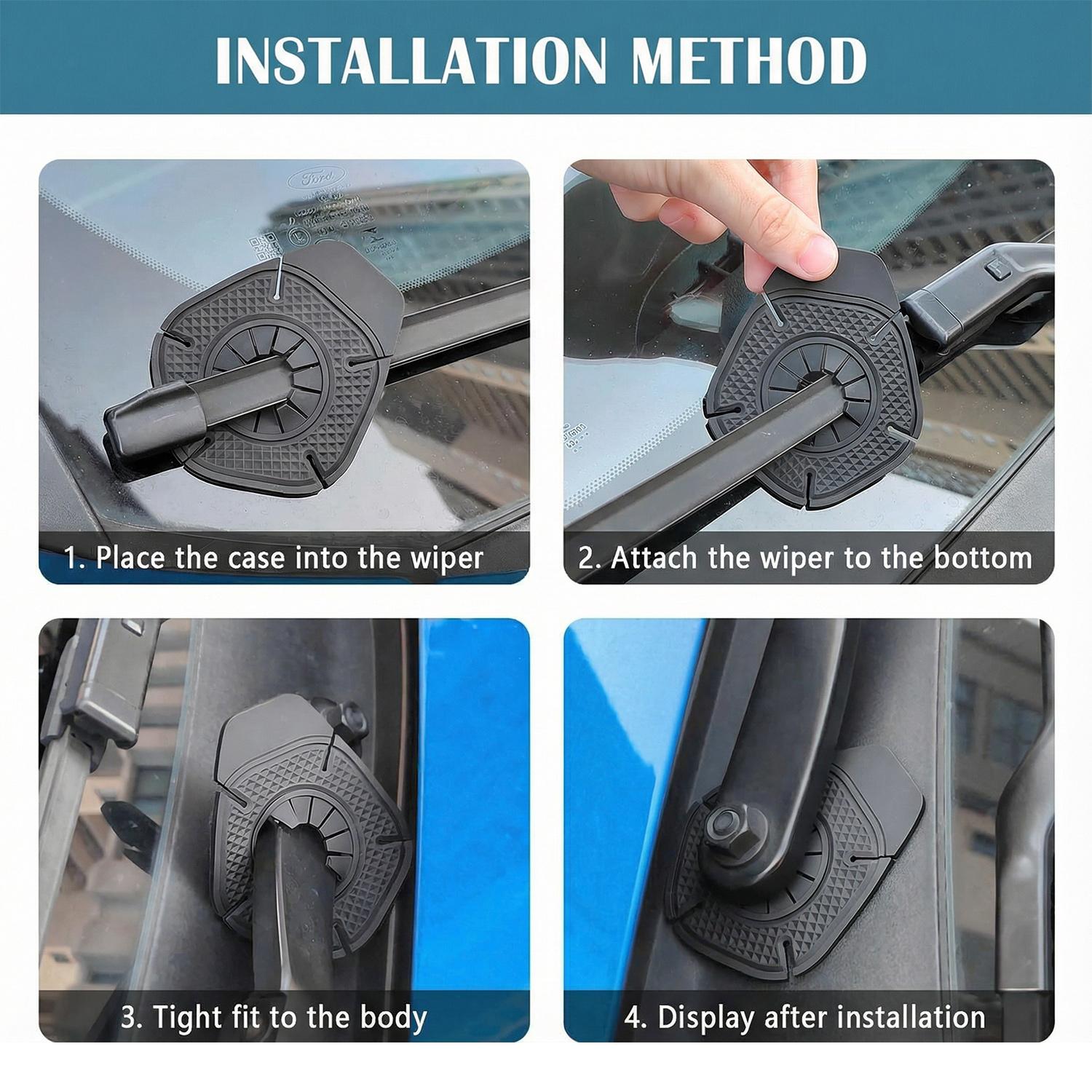 4PCS Universal Car Wiper Arm Hole Protection Pad, Silicone Windshield Wiper Arm Hole Protector Dust Cover, Front Wiper Protective Guards Prevents Blockage, Auto Exterior Accessories for Car Truck SUV Most Vehicles