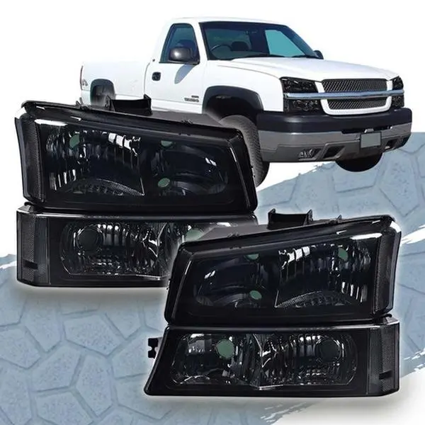 CROSSDESIGN LED Smoked Corner Headlights, Signal Bumper Lamps, Side Lamps - Vehicle-Specific Truck Lights for 03-07 Chevy Silverado, LED Car Lights for Car Exterior Upgrade