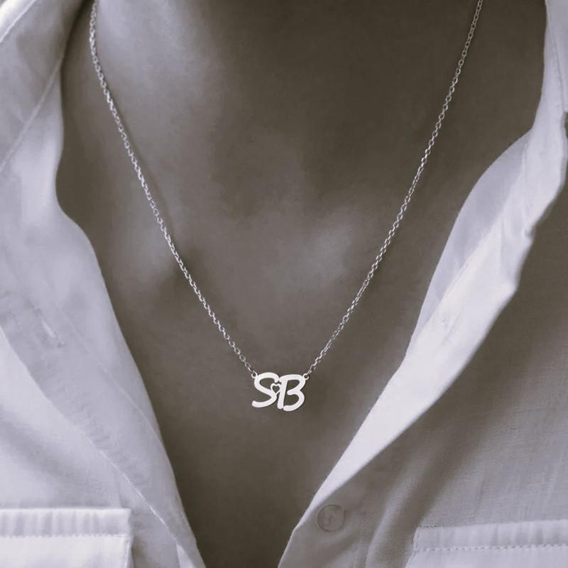 Customized Two Initials Necklace Stainless Steel Personalized Necklace Gift for Men and Women Couples