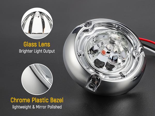 Partsam 10Pcs Mini Glass Lens Watermelon Lights, Amber LED Marker Clearance Light Turn Signal for Semi Truck Trailer RV, Compatible with Freightliner Kenworth Peterbilt