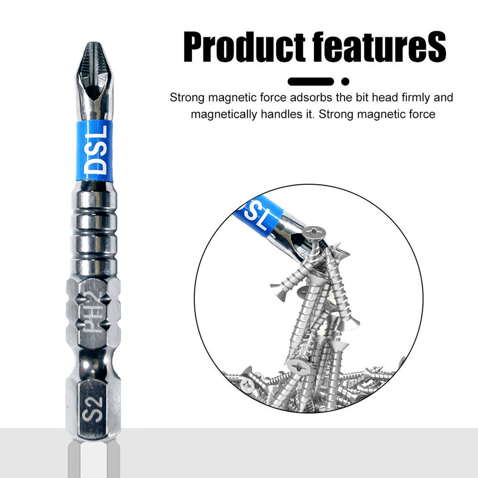 10pcsPhillips Screwdriver Bit PH2 Serrated Tip 1/4" Hex Shank 2" (50mm) Long Impact Magnetic Anti Slip Cross Screw Driver Industrial Power Drill Bits for Remove Fastening Screws