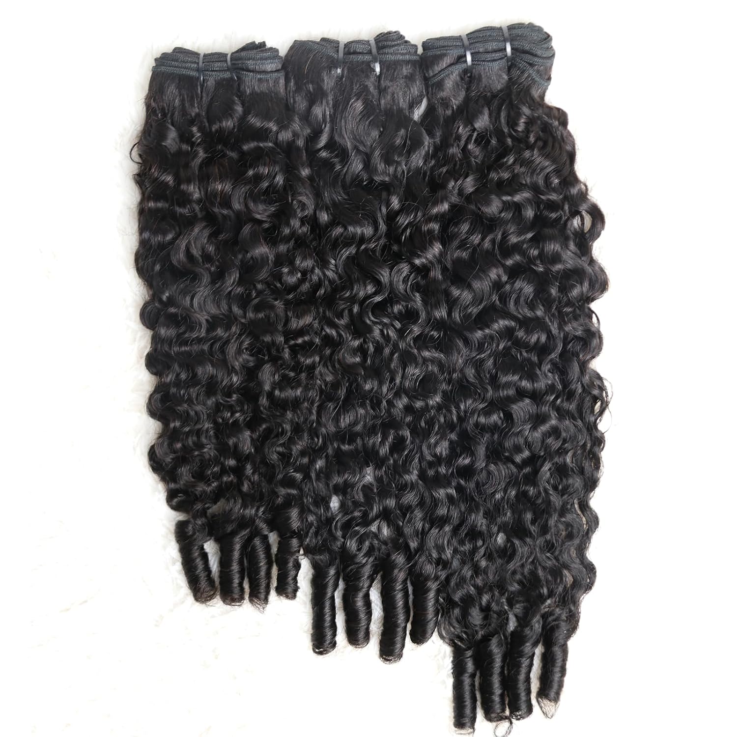 Burmese Curly Bundles Human Hair 3 Bundles Wet and Wavy Hair Bundle Quick Weave for Women Water Wave with Spiral Curly End Hair Extensions Natural Black