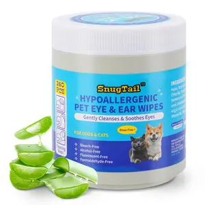 Pet Eye Wipes Hypoallergenic Tear Stain Remover for Dogs & Cats, Gentle Cleaning for Discharge, Crust, Booger & Debris– Soothing Wash for Eyes, Wrinkle, Face, 240 Pads