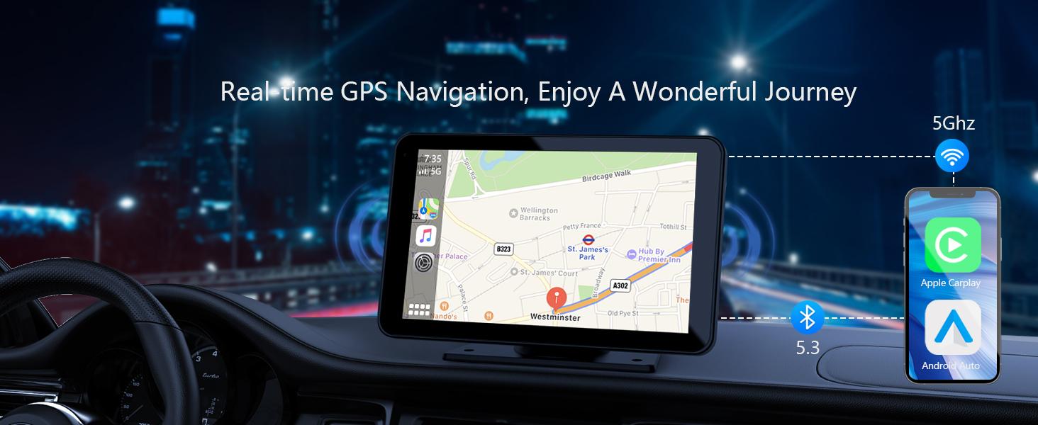 2026 7" Wireless CarPlay & Android Auto Touchscreen with Mirror Link + 3-in-1 150PSI Car Jump Starter & Air Compressor | Ultimate All-in-One Driving Bundle