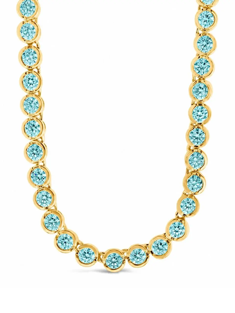 Helene Bezel Aquamarine CZ Tennis Necklace