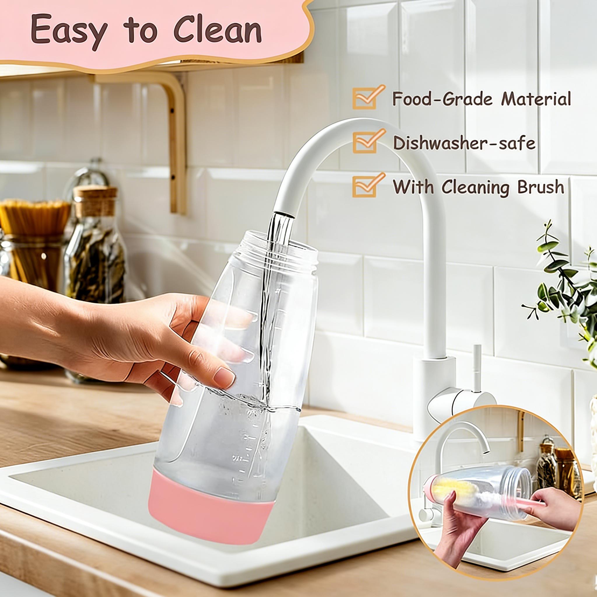 UFORU Handheld Batter Dispenser Set with Cleaning Brush and Egg Whisk Batter Mixing Bottle Package,Home Kitchen Gadget, Cookware, Pancake Batter Dispenser with Mixing Ball, Suitable for Making Smooth Batter for Cupcakes, Pancakes, Muffins, etc. Bakeware
