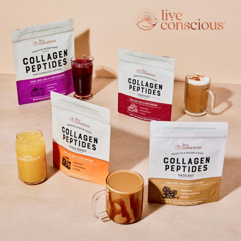 Live Conscious Collagen Peptides Powder 2 Pack - Naturally-Sourced Type I & III Hydrolyzed Bovine Collagen - For Hair, Skin, Nail & Joint Support Supplement