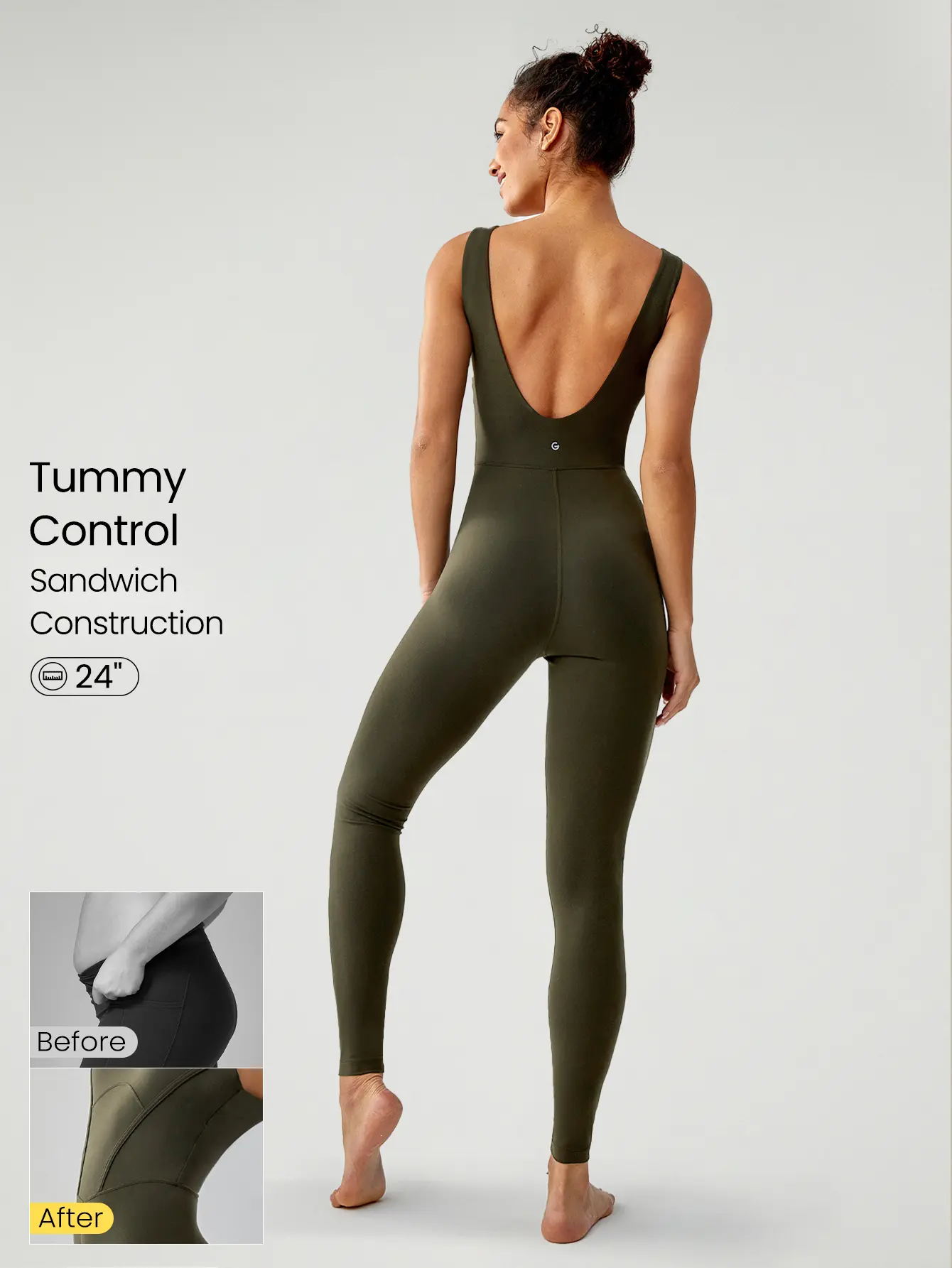 GLOWMODE 25" FeatherFit Tummy Control Gym Sports Jumpsuit Elegant For Woman TikTokShopBlackFriday