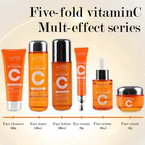 SADOER Hydrated Ever After Skincare Set with 5X Vitamin C Toner Cleanser Serum Lotion Eye Cream Face Cream Moisturizing Kit for Daily Routine - Moisturizer, Moisture