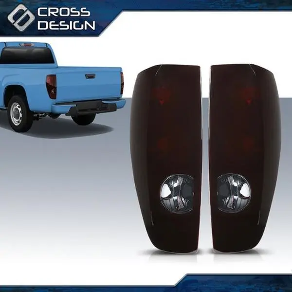 CROSSDESIGN Pair Set Car Tail Lights Assembly - Black Housing, Smoke Lenses, Durable, Vehicle-Specific Fit, New Condition, Factory Pricing, For 2004-2012 Chevy Colorado, 2004-2012 GMC Canyon Pickup Trucks, 2006 Isuzu I-280