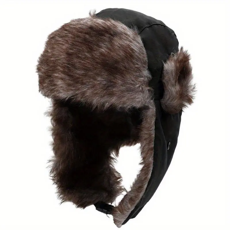 Russian Ushanka Bomber Hat for Women, Extra Thick Faux Fur Trapper Cap with Earflaps for Winter Skiing & Outdoor Activities
