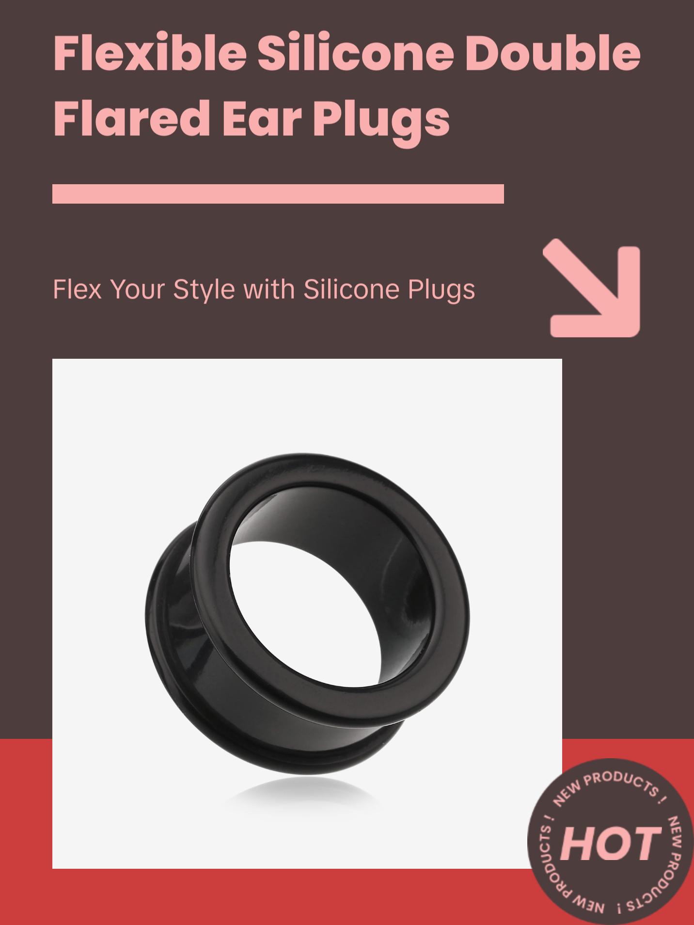 A Pair of Flexible Silicone Double Flared Ear Gauge Tunnel Plug