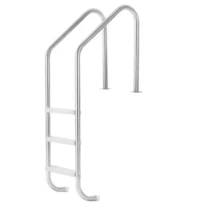 3-Step Stainless Steel /Plastic Pool Ladder of 2 Handrails Loads 265 lb for 48-54 In Pool