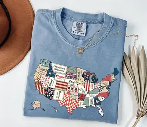 Comfort Colors Retro America USA Map Shirt, God say you are Tee, Bible Verse 4th July, USA Flag, American Girl Tee, American Flag 1776 Tee - LORA ATCHER