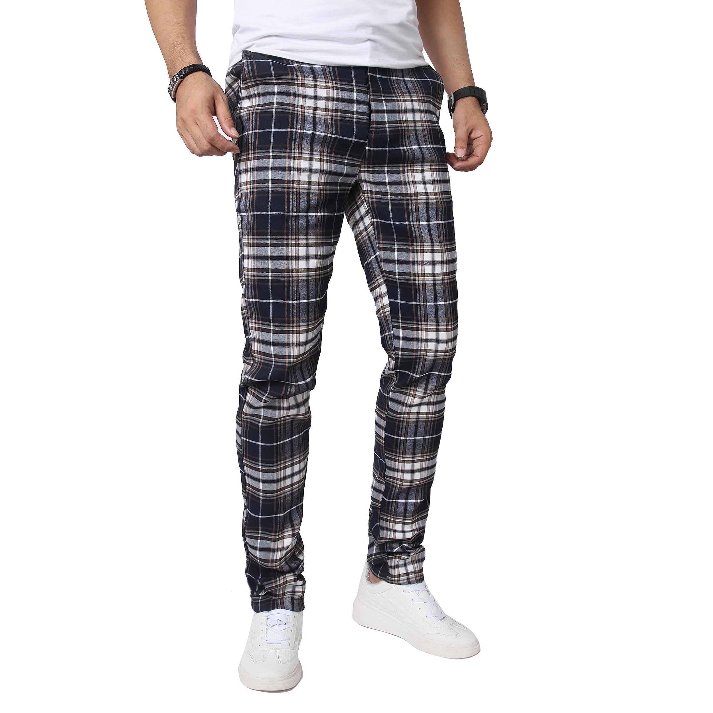 JUNBAOSS Men's Slim Fit Stretch Dress Pants Plaid Skinny Pants for Men, Straight Leg Fashion Comfort Flex Waist Pants, Men's Casual Business Golf Dress Chinos Pants